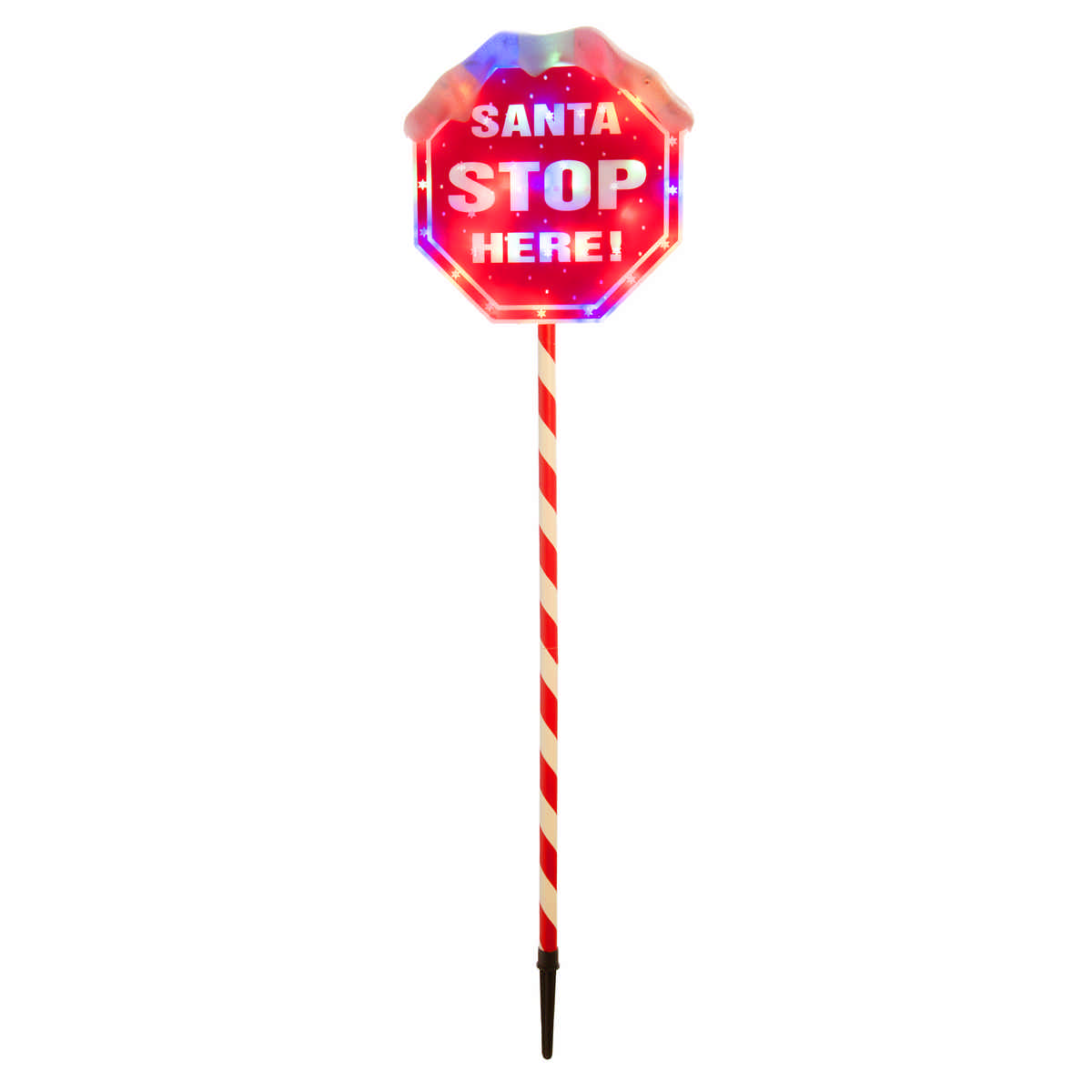 1.1m Outdoor LED Santa Stop Here Sign Christmas Stake Light