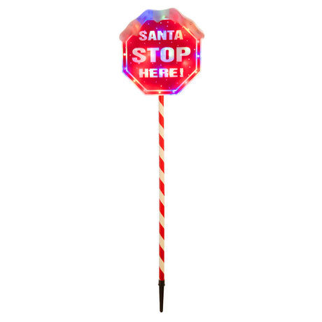 1.1m Outdoor LED Santa Stop Here Sign Christmas Stake Light
