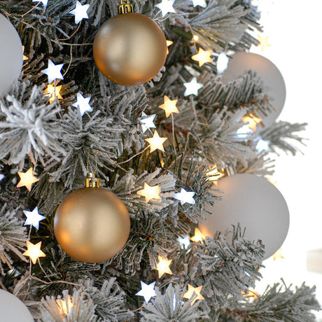 3m Silver Firefly Wire Christmas Tree Star Lights, White and Warm White LEDs