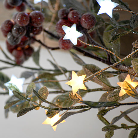 3m Silver Firefly Wire Christmas Tree Star Lights, White and Warm White LEDs