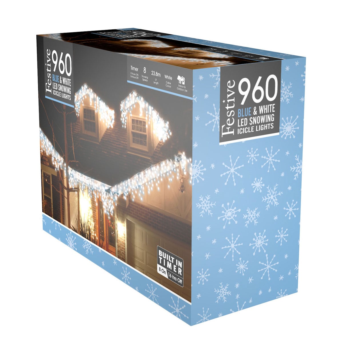 Plug In Christmas Snowing Effect Icicle Lights
