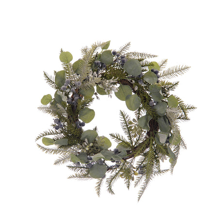 Green Eucalyptus with Navy Berries Christmas Wreath & Garland