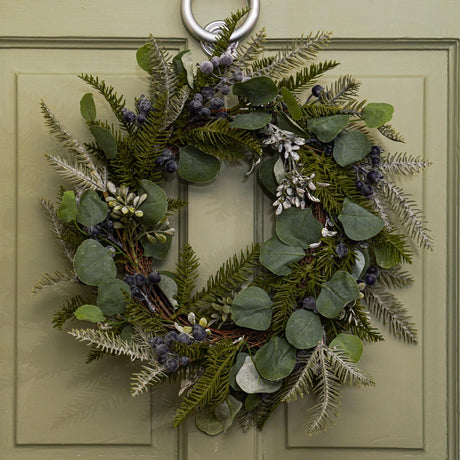 Green Eucalyptus with Navy Berries Christmas Wreath & Garland