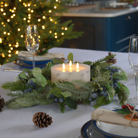 50cm Green Eucalyptus and Navy Berries Christmas Wreath
