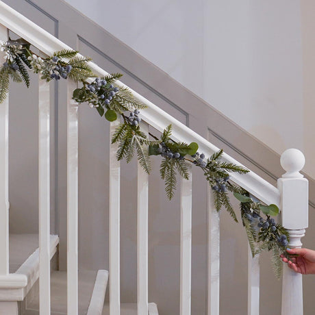 1.35m Green Eucalyptus with Navy Berries Christmas Garland