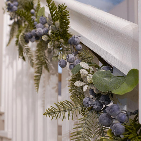 Green Eucalyptus with Navy Berries Christmas Wreath & Garland