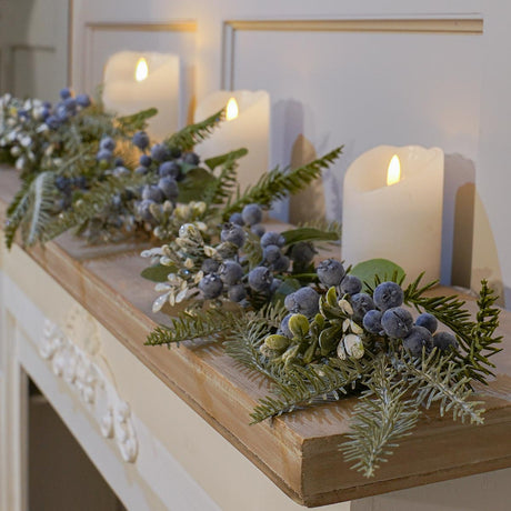 Green Eucalyptus with Navy Berries Christmas Wreath & Garland