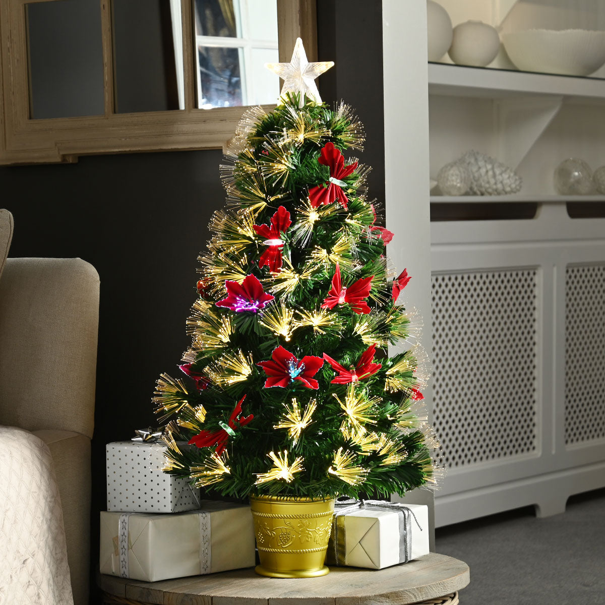 3ft Fibre Optic Butterfly and Flower Christmas Tree