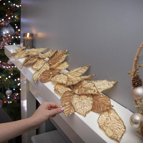 1.18m Glitter Christmas Leaf Garland