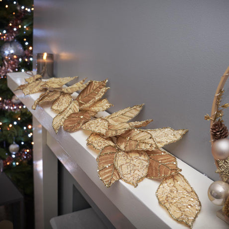 1.18m Glitter Christmas Leaf Garland
