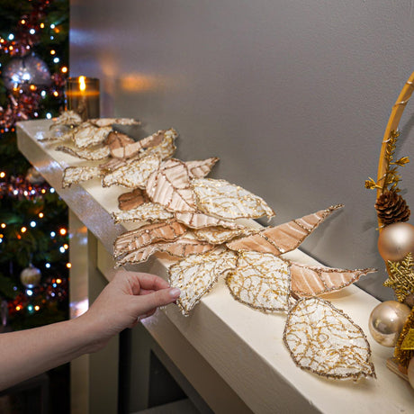 1.18m Glitter Christmas Leaf Garland