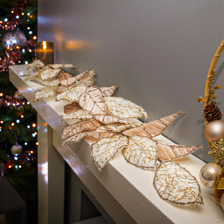 1.18m Glitter Christmas Leaf Garland
