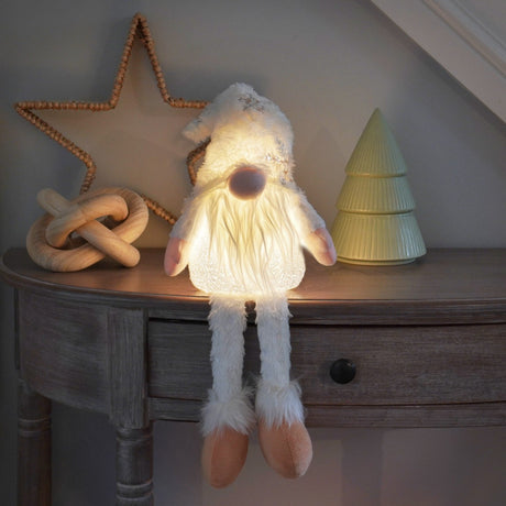 50cm Battery Sitting Silver and White LED Christmas Gonk