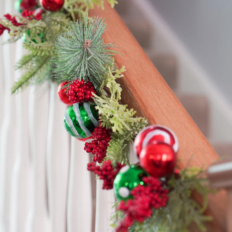 1.5m Green Christmas Garland with Baubles and Berries