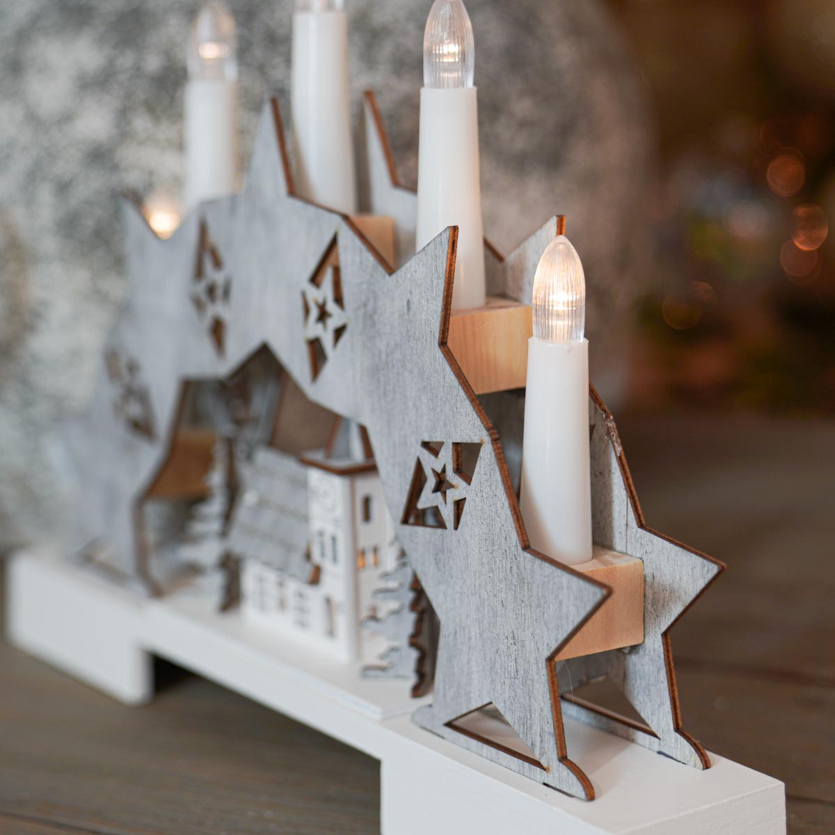 32cm Warm White LED Star Christmas Candle Bridge