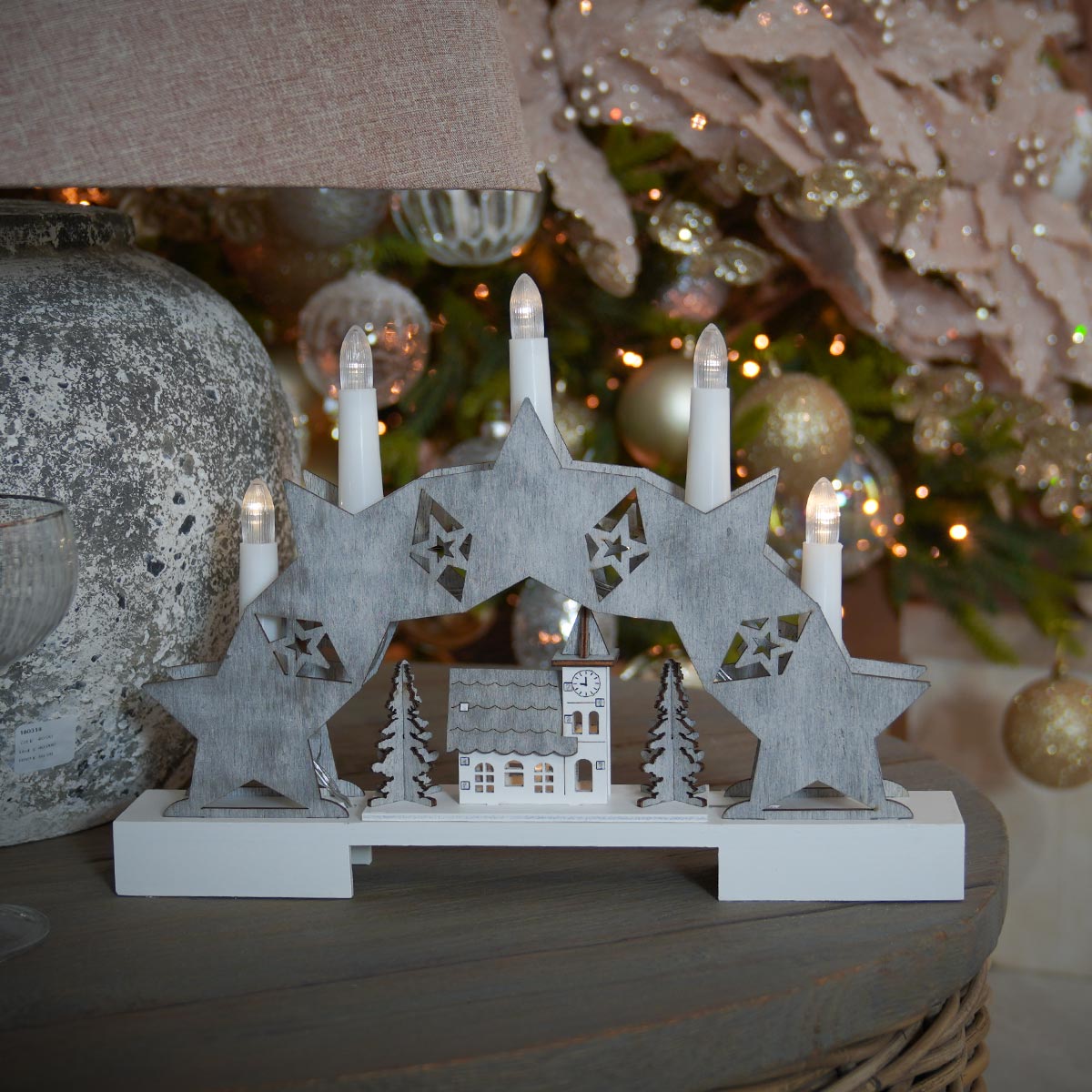 32cm Warm White LED Star Christmas Candle Bridge