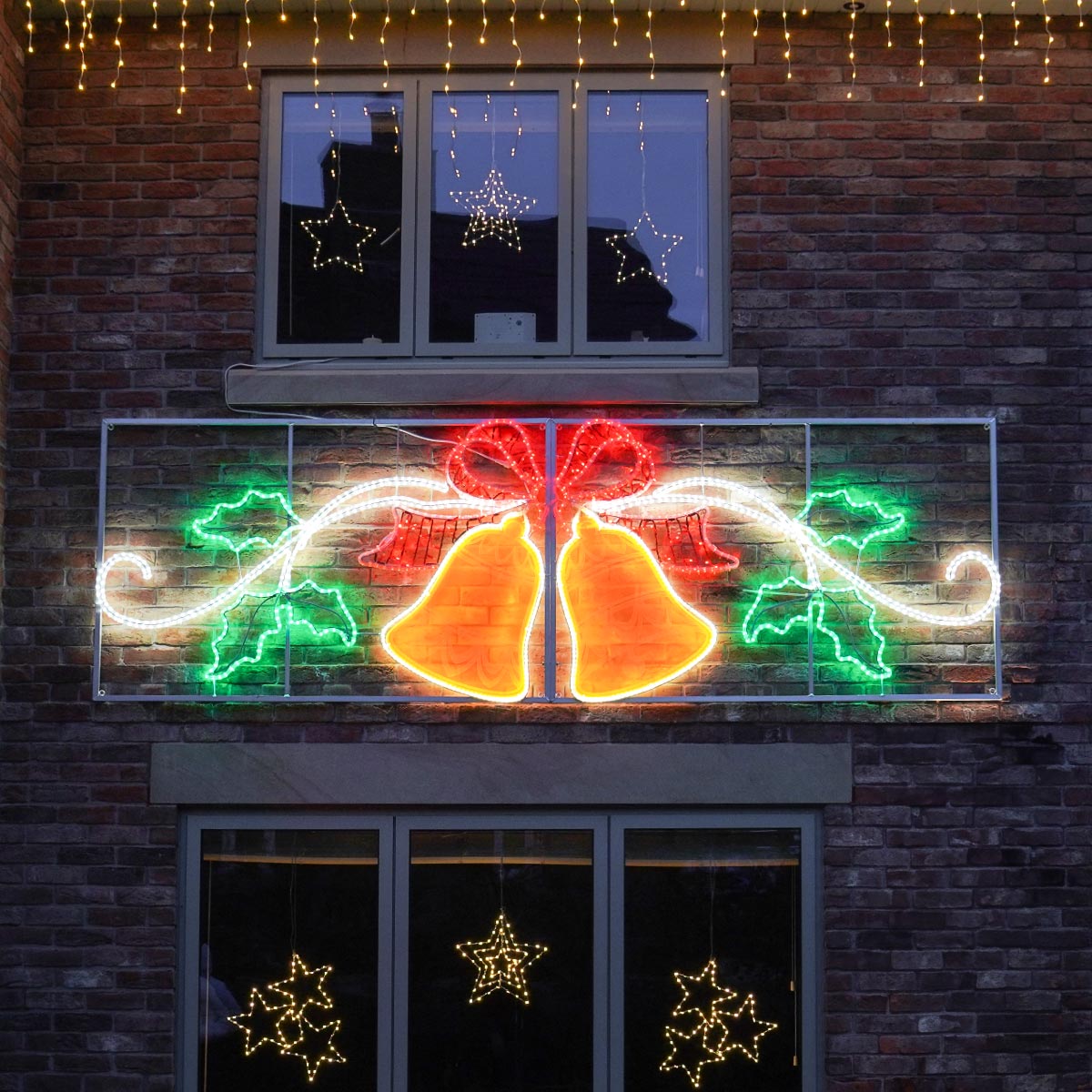 3.3m x 1m Outdoor Christmas Bells Rope Light Silhouette, 843 Multi Colour LEDs