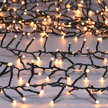 Outdoor Multi Function Glow-Worm Chistmas Cluster Lights, Warm White LEDs