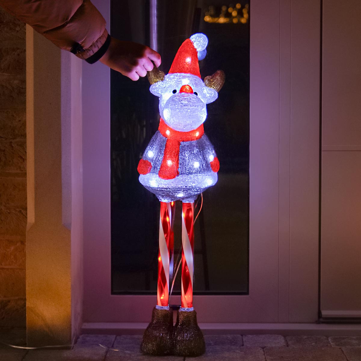 70cm Acrylic Candy Cane Reindeer Outdoor Christmas Light