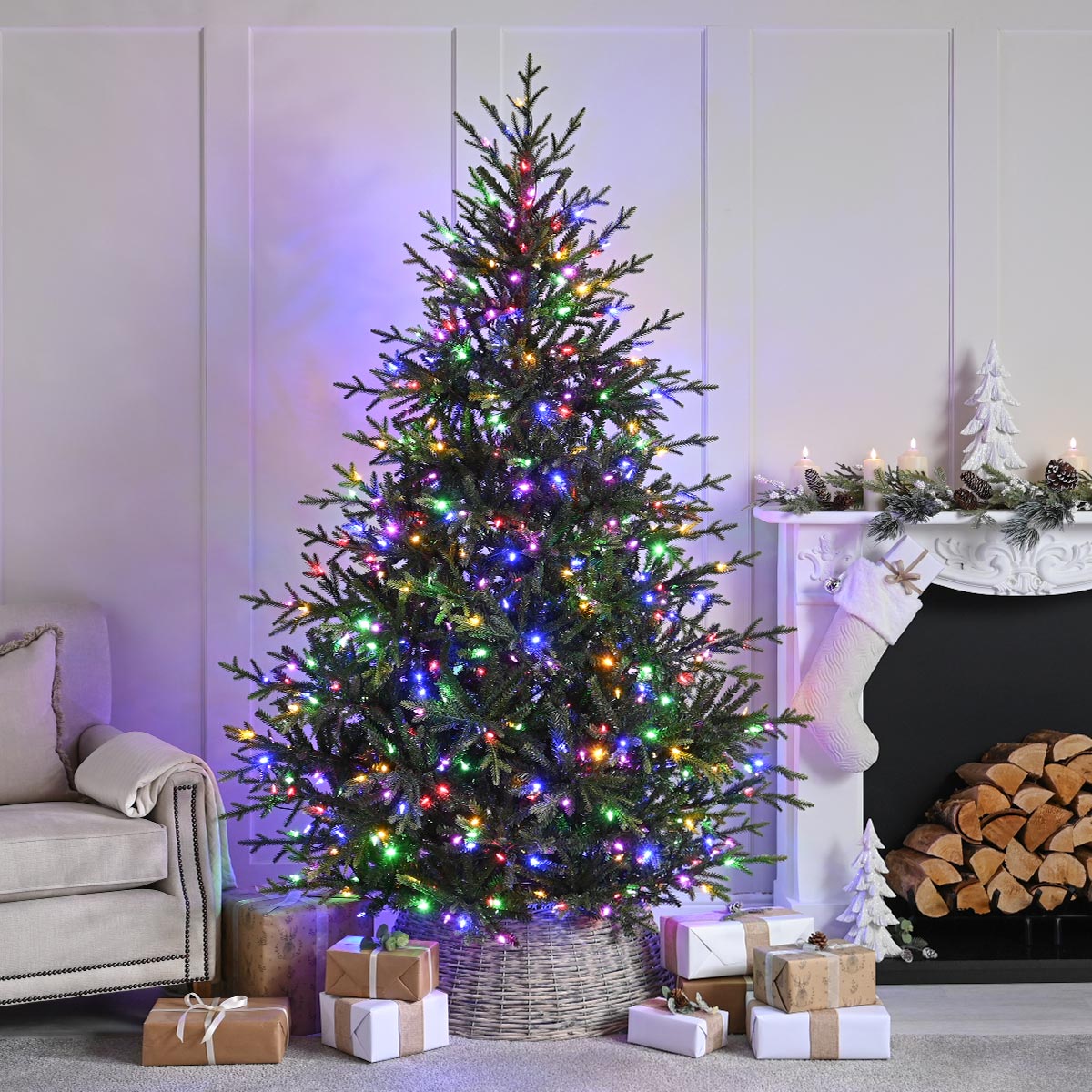 Pre Lit PE Winterview Pine Christmas Tree