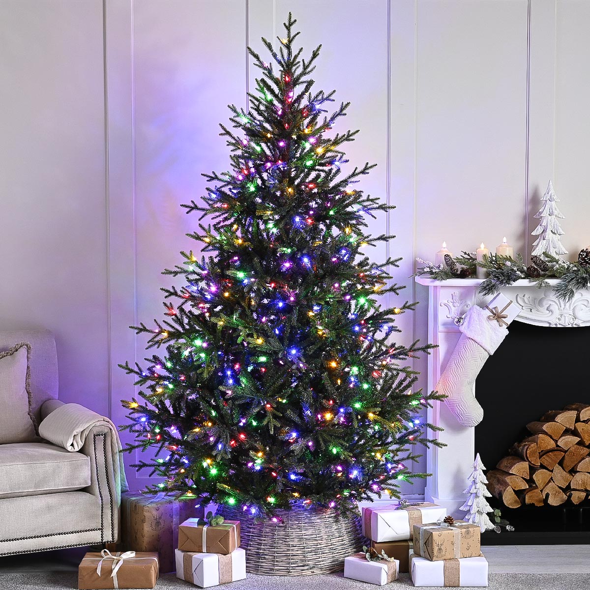Pre Lit PE Winterview Pine Christmas Tree