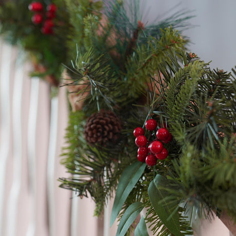 1.8m Red Berry and Hessian Christmas Garland