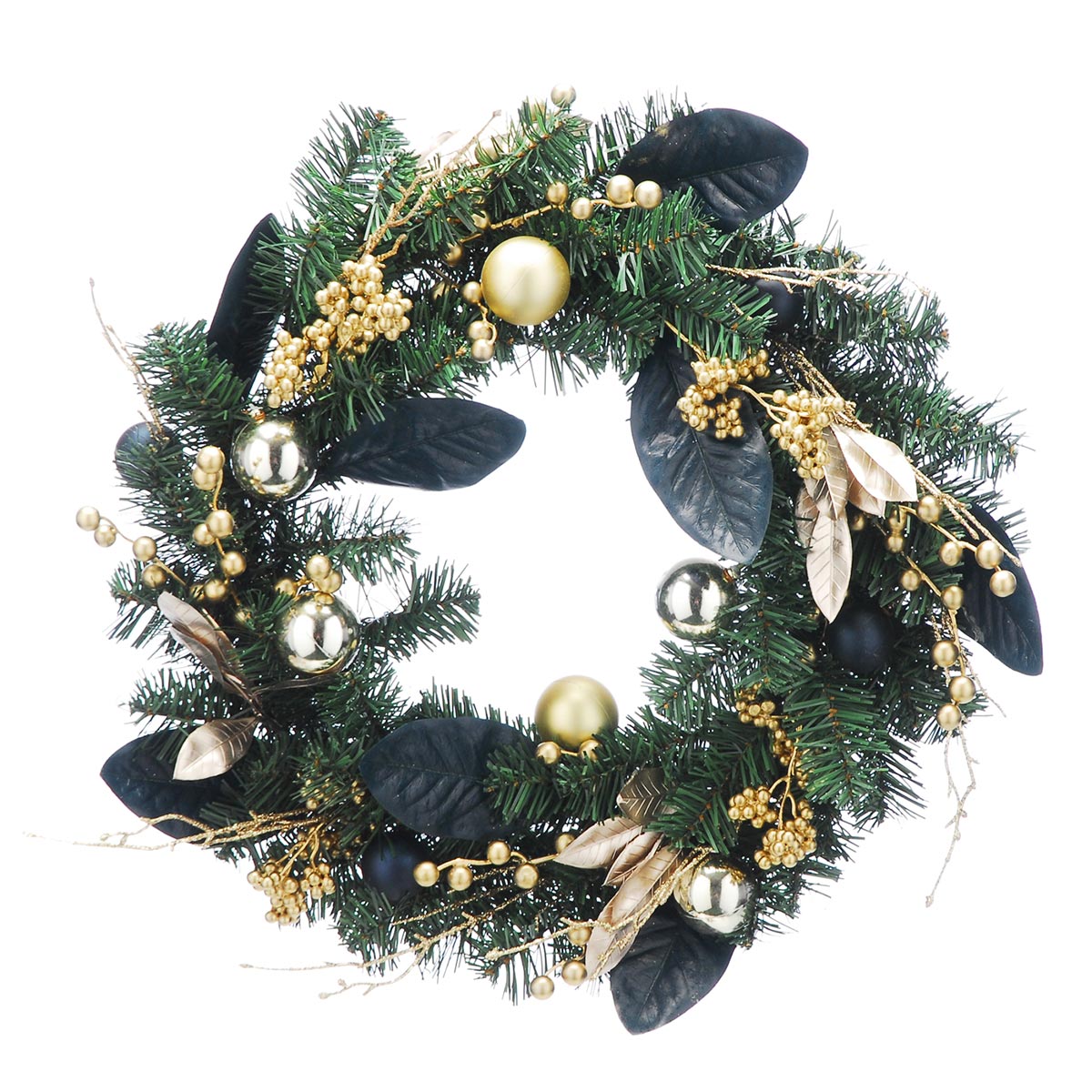 60cm Royal Blue and Gold Berry Decoration Christmas Wreath