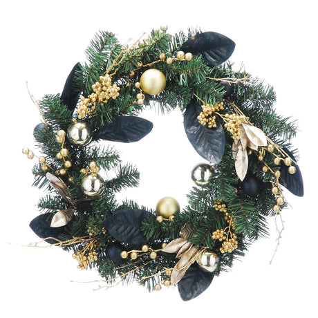 60cm Royal Blue and Gold Berry Decoration Christmas Wreath