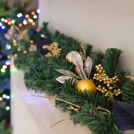 1.8m Royal Blue and Gold Berry Decoration Christmas Garland