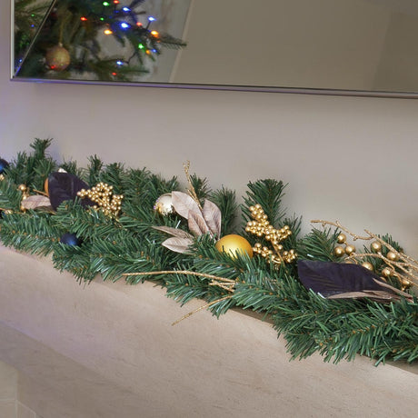 1.8m Royal Blue and Gold Berry Decoration Christmas Garland