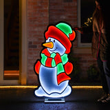 Outdoor Infinity Christmas Light Snowman with Scarf