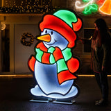 Outdoor Infinity Christmas Light Snowman with Scarf