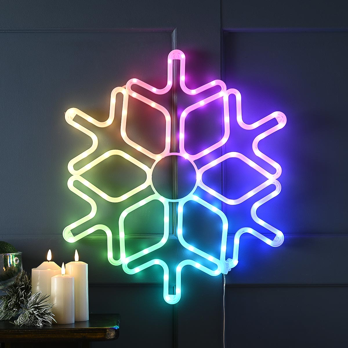57cm Outdoor Multifunction Digital Christmas Snowflake Wall Light, Remote Controlled