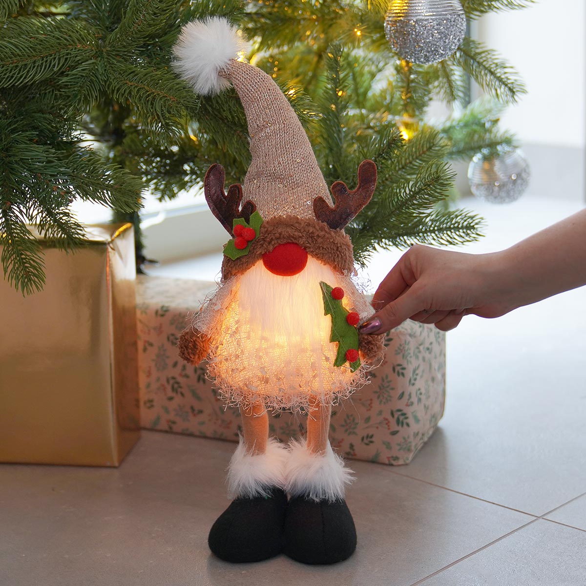 46cm Battery Operated Standing LED Reindeer Gonk