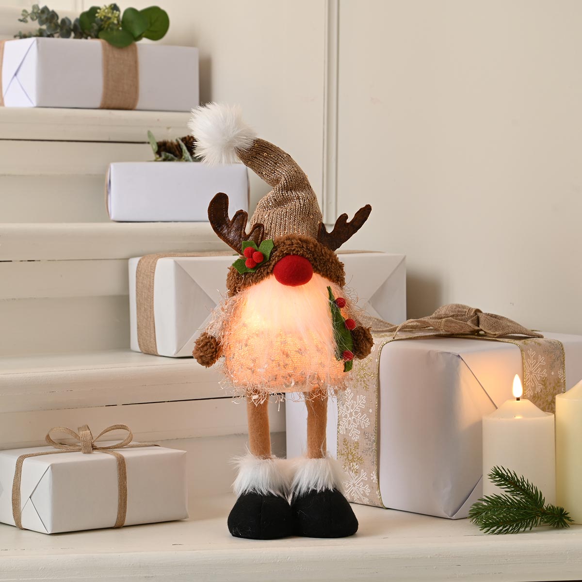 46cm Battery Operated Standing LED Reindeer Gonk