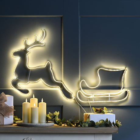 Outdoor SMD LED Reindeer and Sleigh Silhouette
