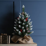 60cm Berry & Pinecone Battery LED Mini Christmas Tree