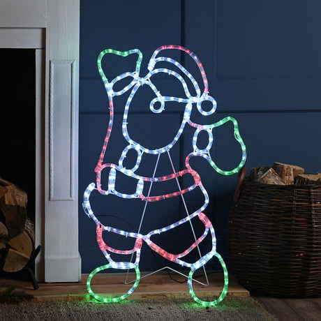 80cm Flashing LED Outdoor Rope Light Santa Christmas Silhouette
