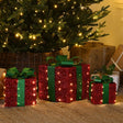 Set of 3 Battery LED Christmas Presents Red