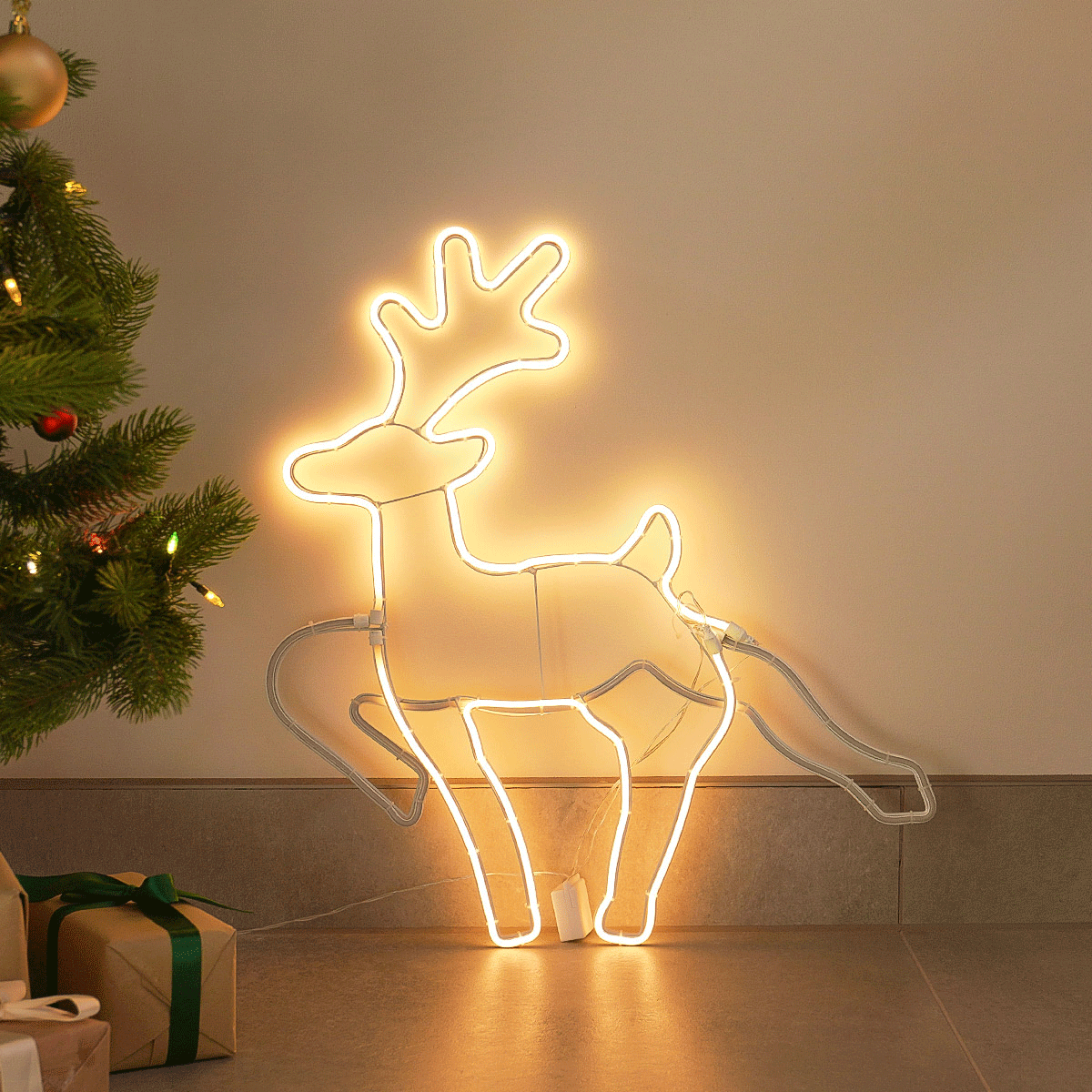 60cm Neon Flex Running  Reindeer Silhouette
