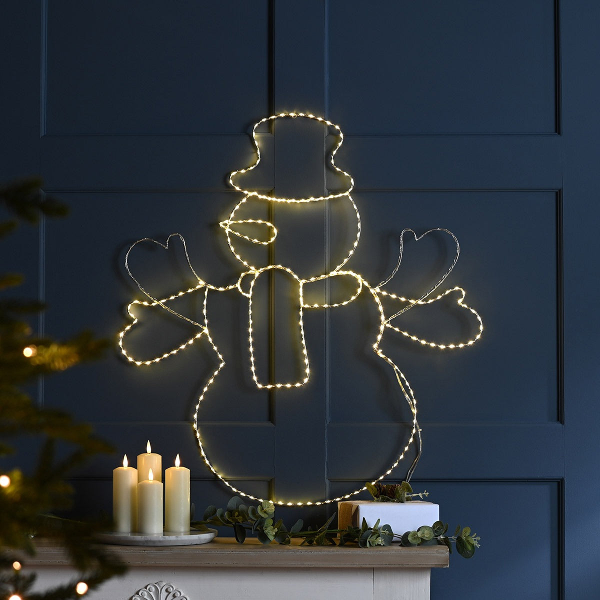 80cm Waving Snowman LED Outdoor Christmas Silhouette