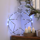 49cm Tinsel Battery Star Light Christmas Silhouette