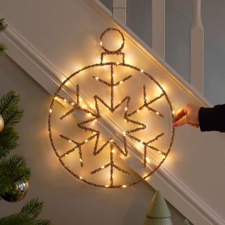 49cm Tinsel Battery Snowflake Christmas Light