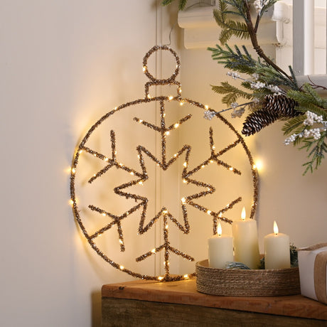 49cm Tinsel Battery Snowflake Christmas Light