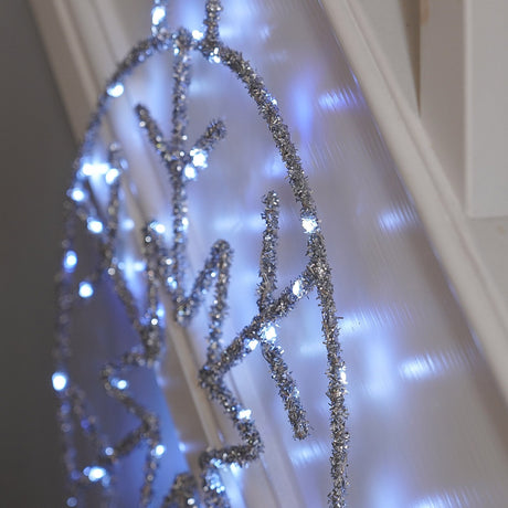 49cm Tinsel Battery Snowflake Christmas Light