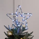 28cm Tinsel Battery Star Light Christmas Tree Topper