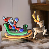 60cm Infinity Christmas Light Santa Sleigh and Reindeer