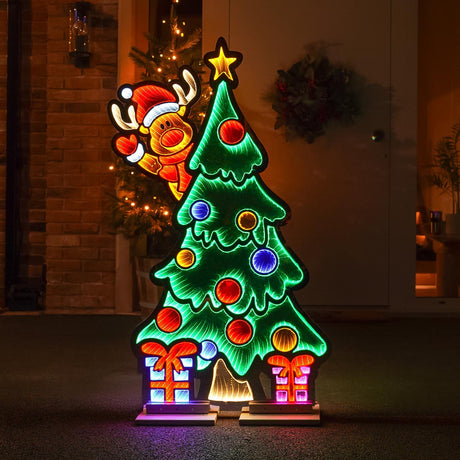 1.2m Outdoor Infinity Mirror Light up Reindeer on Christmas Tree