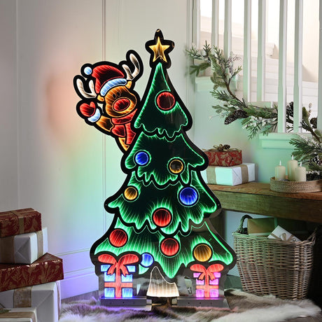 1.2m Outdoor Infinity Mirror Light up Reindeer on Christmas Tree