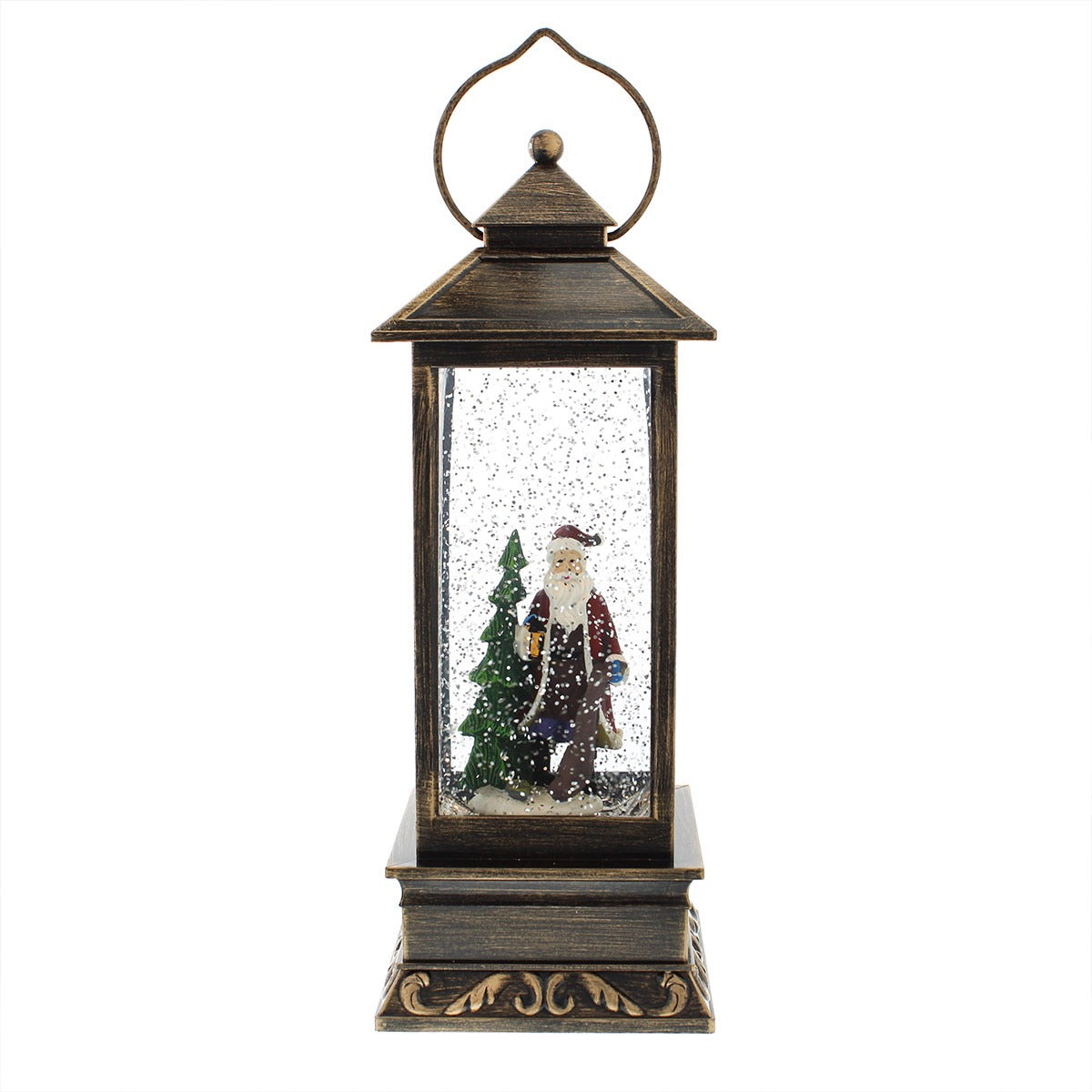 27cm LED Battery Christmas Lantern Water Spinner Santa Scene